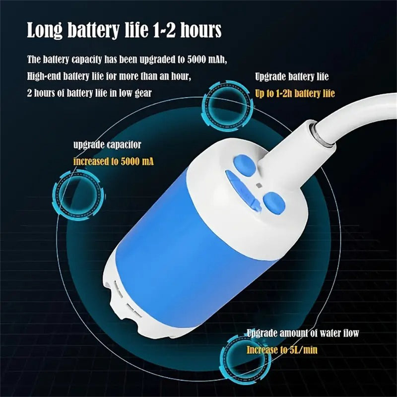 Portable, Rechargable, Outdoor Camping Shower Waterproof 5000mAh Rechargeable Battery Powered For Hiking Traveling